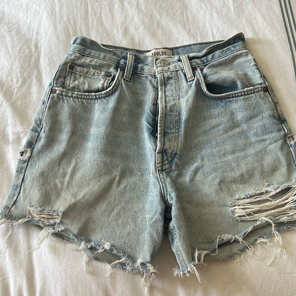 AGOLDE Riley cut off denim shorts